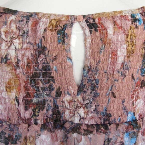 ANTHRO Akemi * Kin Top, L, Smocked, long Sleeve, Wide Neck, Floral, Pink… - Picture 6 of 14